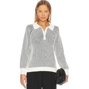 525 America Johnny Plaited Collar Sweater - black and white NWOT